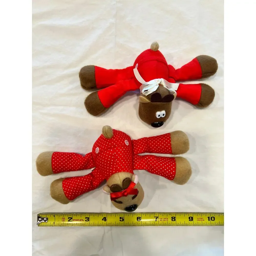 Vintage 1986 Hallmark Randy & Ramona Reindeer Plush Pair Christmas